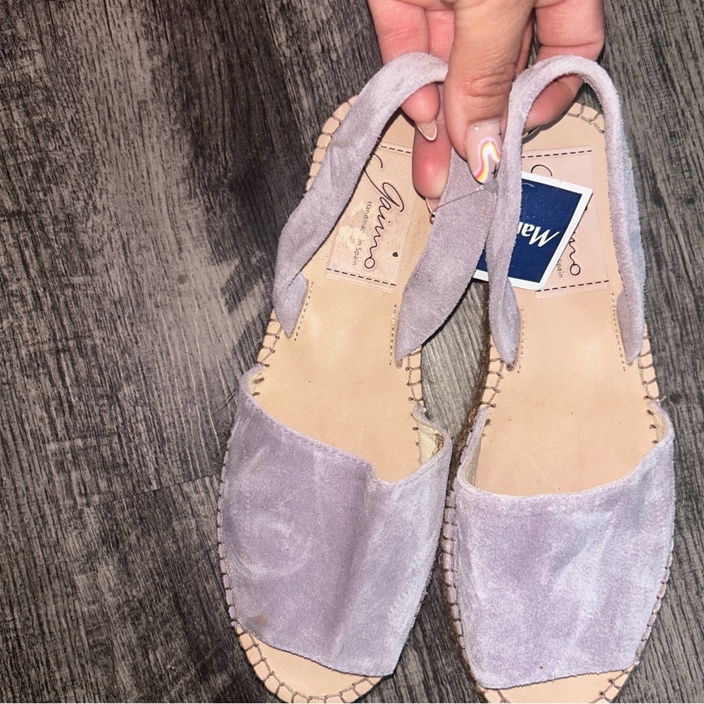 Women's Lavender Suede Sandals - Picture 2 of 5